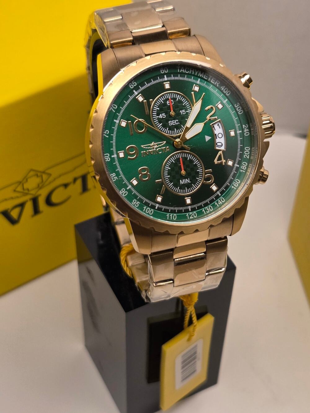 Invicta Specialty Veloquence 69793 Gold Green Chronograph 47mm Watch New NIB